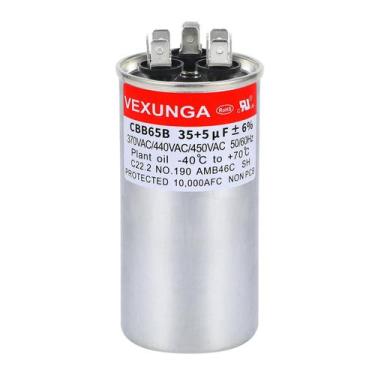 Imagem de Capacitor AC VEXUNGA CBB65B 35+5uF 370/440/450VAC para ar condicionado