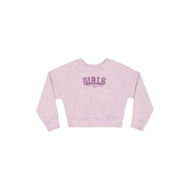Imagem de Blusão Cropped em Moletom Infantil Menina Quimby, Roxo, 12