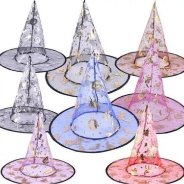 Imagem de Chapéu De Bruxa Transparente Halloween Festa Fantasia Cores Aleatorias