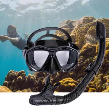 Imagem de Óculos de Mergulho Antiembaçante e Snorkel Respirador Com Válvula à Pr
