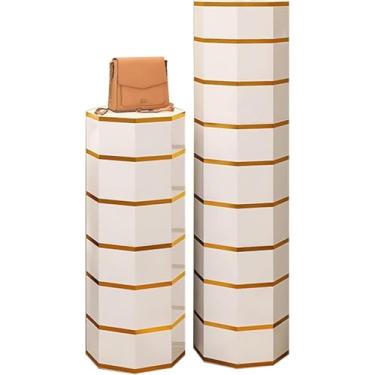 Imagem de Armário De Torre De Sapateira Giratória Redonda De 360 °, Lazy Susan, Suporte De Sapato Giratório De Metal Independente, Sapateira Vertical Para Armazenamento De Pequenos Espaço, 35cm-gold, 169CM