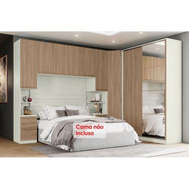 Imagem de Quarto Modulado Casal Seletto 5 Peças (1Ponte+1GRoupa+1Closet+2Complementos) QM01 Areia/Jequitibá - Henn