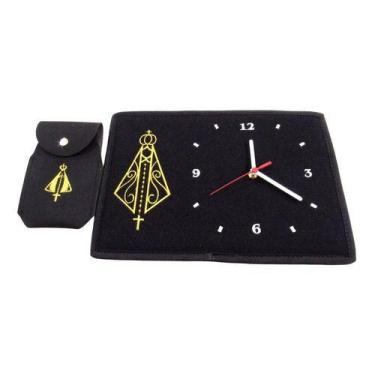 Imagem de Kit Relógio De Parede N. Sra. Aparecida Bordado + Capinha Para Celular
