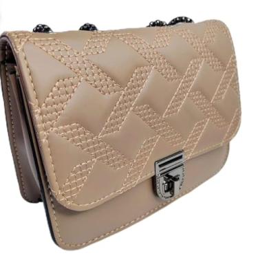 Imagem de Bolsa Carteira Clutch Feminina Transversal Festa com Alça Corrente Metal Chumbo Elegante Versátil (Marron)