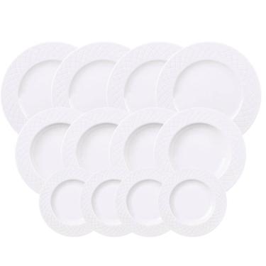 Imagem de Jogo de Pratos 12 Peças Tramontina Ingrid Porcelana Decorada Fundo Raso Sobremesa