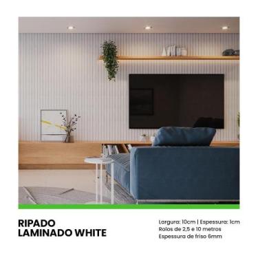 Imagem de Painel Ripado Laminado Eva 10Cm Largura Cor Branco Linha - Meu Rodapé