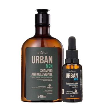 Imagem de Kit Shampoo Antioleosidade e Óleo para Barba Hidratante Masculino Urba