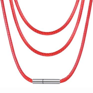 Imagem de LERSUSI Colar masculino com fecho de 2 mm/3 mm de largura, impermeável, corrente de cera para pingente de 40,6 a 66 cm (vermelho, 2 mm/20 polegadas)