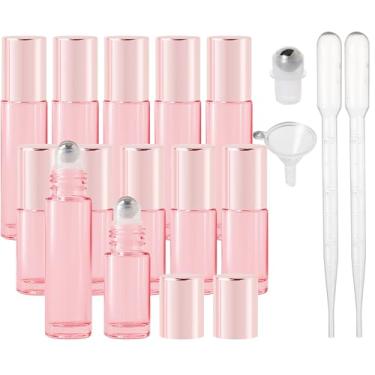 Imagem de SESENSE Frascos de rolo de óleo essencial, 12 peças (10 ml e 5 ml) frascos de vidro com abridor de funil e conta-gotas, ferramentas de beleza e cuidados pessoais