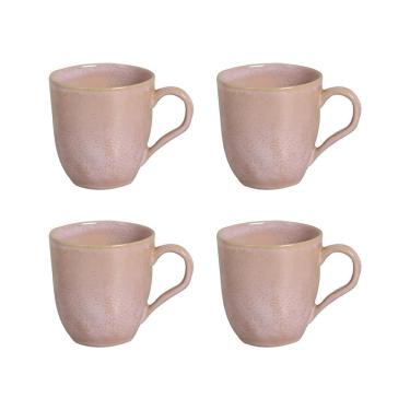 Imagem de Conjunto de Xícaras Porto Brasil Orgânico Litchi em Cerâmica Stoneware Rosa Claro 273ml - 4 Peças