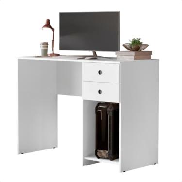 Imagem de Escrivaninha Mesa Computador Gamer 2 Gavetas e Suporte para CPU Multiuso Quarto Estudo Escritório(Branco)