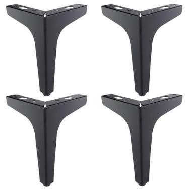 Imagem de Geesatis Pés de substituição de pernas de móveis, pernas de móveis de aço carbono de 15 cm, pés de substituição triangular estilo moderno, pernas de substituição DIY para suporte de TV, sofá, cadeira