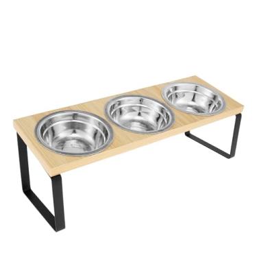 Imagem de Tigelas elevadas para gatos, tigela elevada para gatos com 3 tigelas de aço inoxidável, tigelas elevadas inclinadas a 15° para comida e água, tigelas para animais de estimação, suporte para cães