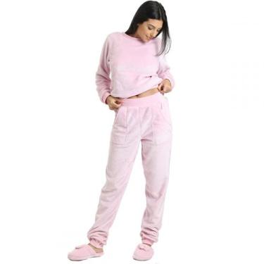 Imagem de Pijama em Pelúcia Lisa - Rosa - GG - Puff, Rosa, GG