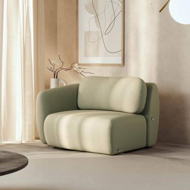 Imagem de Sofá Modular 100cm com Braço Esquerdo Orla Cabecasa Madeiramadeira Verde Água