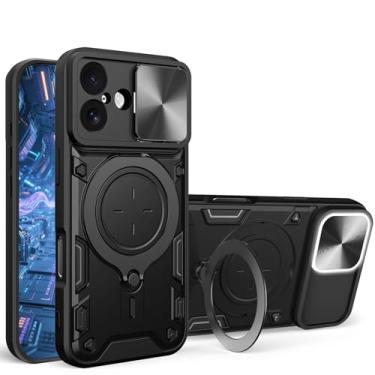 Imagem de YSNZAQ Capa de proteção para Apple iPhone 18, janela de empurrar para lentes, capa protetora à prova de choque de grau militar com suporte para Apple iPhone 18 CQ preta