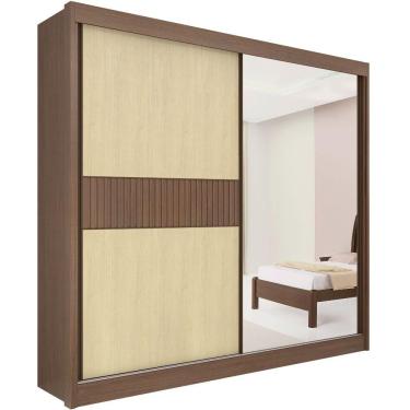 Imagem de Guarda Roupa Titanium Ripado Castanho Linho 2 Portas 6 Gavetas D?doro