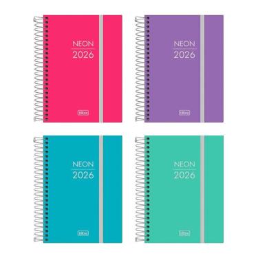 Imagem de Agenda espiral diária capa plástica Neon 2026 Tilibra