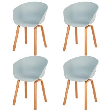 Imagem de Kit 4 Cadeiras ANM8095F Toledo Anima Office Assento Polipropileno Cinza Base Aço Simulando Madeira