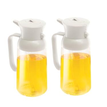Imagem de ZLHETWT 2 unidades de dispensador de óleo, pulverizador de azeite de oliva para cozinhar 550 ml, frasco pulverizador de azeite de oliva de grande capacidade com grande abertura conveniente garrafa