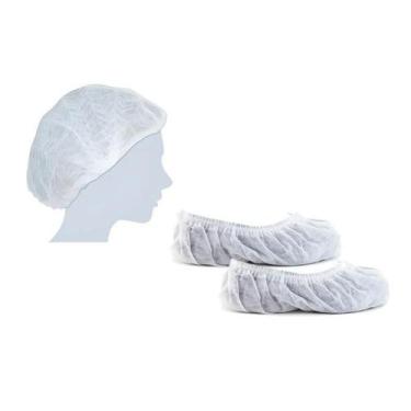 Imagem de Kit 200 Touca Descartavel + 200 Prope Tnt Branco - Branco - Prevemax