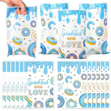 Imagem de G1ngtar 50 peças de sacolas de lembrancinha azul – Rosquinha doce de plástico à prova d'água para guloseimas de presente para crianças, aniversário, chá de bebê, eventos de celebração, decoração (25 x