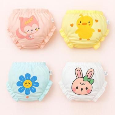 Imagem de Kit de Calcinhas Tapa Fralda para Bebê Menina Estampas 4 Pçs - Era Uma