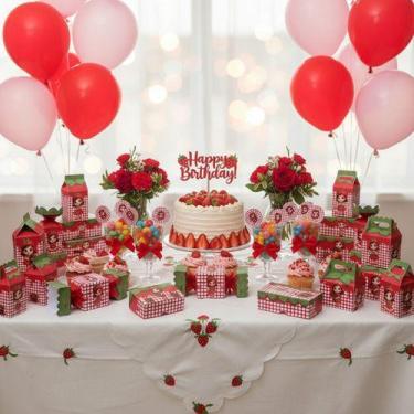 Imagem de Aniversário Moranguinho Kit Decoração e Lembrancinha 50 Peças - Kibuni
