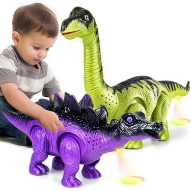 Imagem de Pacote com 2 brinquedos elétricos para dinossauros ambulantes Bloolili