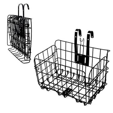 Imagem de Cesta de bicicleta dobrável, cesta de bicicleta frontal com alças – fácil instalação à prova de ferrugem no guidão frontal – bolsa de bicicleta para bicicleta para acessórios de mountain bike