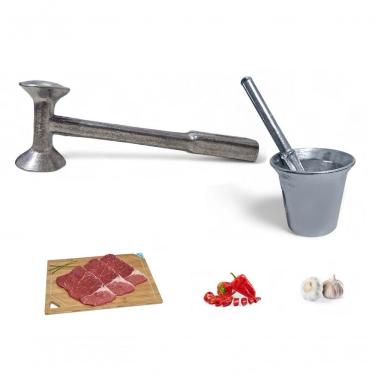 Imagem de Kit Martelo Para Amaciar Bife E Pilão Socador De Alho