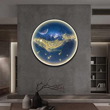 Imagem de Decoração de parede de arte de parede com faixa de LED, arte de parede de luxo de metal, decoração de parede de quarto de baleia, esculturas de parede modernas decoração de casa para sala de estar