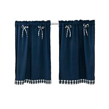 Imagem de LUOFDCLDDD Cortina, cortina média, painel de cortina curta semi-sombra, cortina de café, máquinas de cozinha, cortina da moda rural europeia para casa, 2 painéis / a/W137 * W91 (2 painéis)