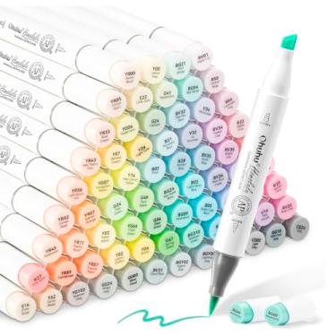 Imagem de Honolulu 96 Cores Tons Pastéis Marcadores Artísticos Ponta Dupla Pincel e Cinzel - Marcador À Base De Álcool Para Desenho, Ilustração, Sketching E Lettering Profissional