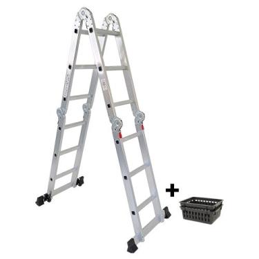 Imagem de Escada Articulada De Alumínio 12 Degraus + 2 Mini Cestos - Garden Life