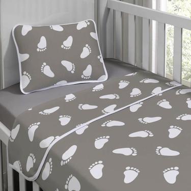 Imagem de Jogo de Cama Tecebem Malha Mini Cama(Montessoriana) Mia 3 Peças Cinza