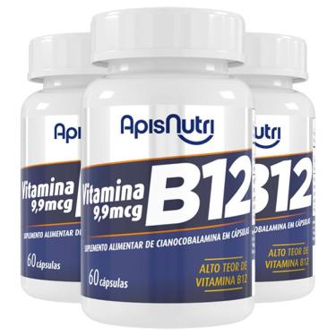 Imagem de Kit 3 Vitamina B12 Apisnutri 60 Cápsulas