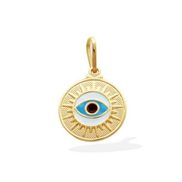 Imagem de Pingente Redondo Olho Grego Reticulado Branco Azul Preto