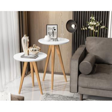 Imagem de Conjunto 2 mesas retrô pés palito duda california - branco - Comprar Moveis Em Casa