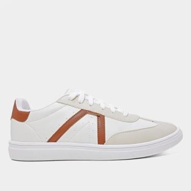 Imagem de Tênis Anacapri Pontilhado Lateral Feminino, Branco, Marrom, 35