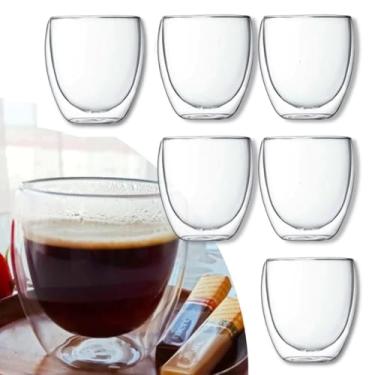 Imagem de Kit Copos De Vidro Duplo 250ml Copo De Parede Dupla Camada Para Café Chá Borossilicato Térmico (1)