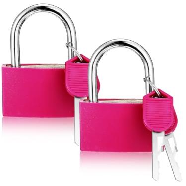 Imagem de KFHENSOMR 2 cadeados de alumínio com chave de bloqueio com 4 chaves semelhantes, cadeado resistente de 42 mm, à prova d'água, pequenos cadeados para armário de ferramentas, academia, armário, mala e