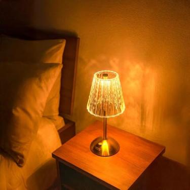 Imagem de Luminária Abajur De Mesa Quarto Led 3 Níveis Cristal Recarregável Dourado