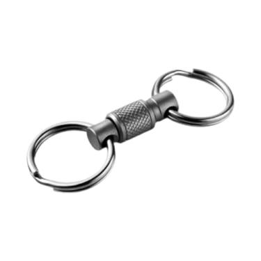 Imagem de Fenteer Chaveiro de liberação rápida para homens, chaveiro de abertura rápida com 2 argolas divididas, fivela de cabide resistente para mochilas do dia a dia, Cinza