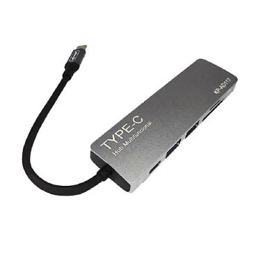 Imagem de Adaptador Hub 6x1 USB-C Tipo-C x HDMI, USB 3.0 Cartão SD Kp-Ad117