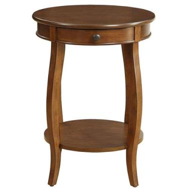 Imagem de Mesa final Yardlio Cherry Finish, perna redonda, 1 gaveta