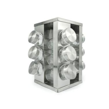 Imagem de Porta Tempero Giratório Inox 12 Potes Condimentos - Haüskraft
