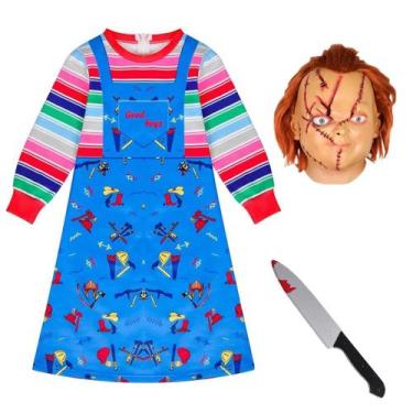 Imagem de Vestido de macacão azul de Halloween Costume XKEJKNY Chucky Kids 100 c