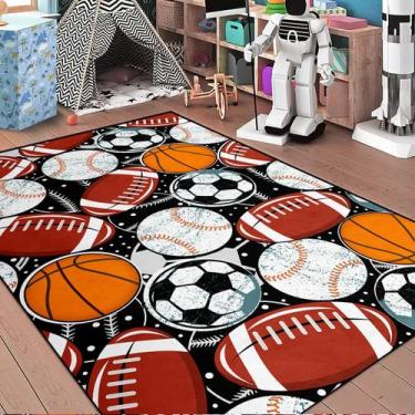 Imagem de Tapete FSUVSJBGT Sports Balls Boys Kids Room 140x180cm Microfibra