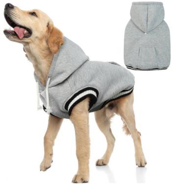 Imagem de Suéter de lã de inverno FUAMEY com capuz para cães cinza L